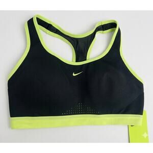 Nike Alpha High Support Sports Bra Black Volt Neon Yellow Padded Yoga Gym Large